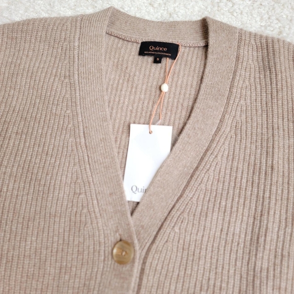 NWT Quince Oversized Cocoon Boyfriend 100% Cashmere Cardigan, Oatmeal S - Picture 2 of 9